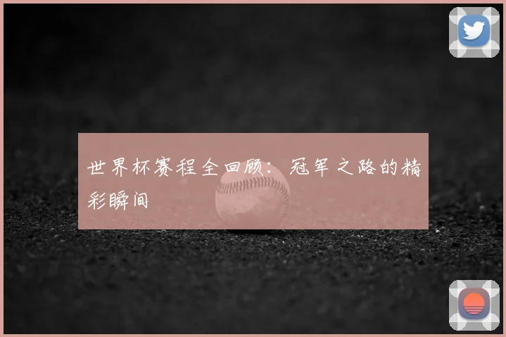 世界杯赛程全回顾：冠军之路的精彩瞬间